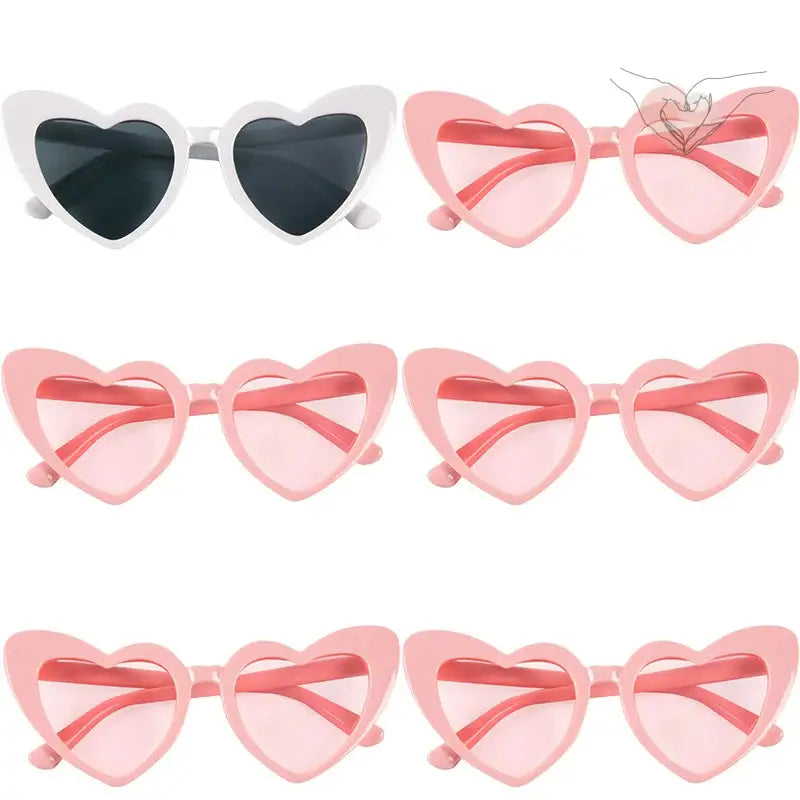 Gafas De Corazón Negras Y Rosas (x6)