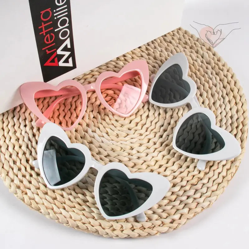 Gafas De Corazón Negras Y Rosas (x6)