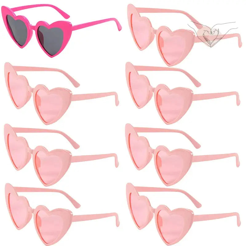 Gafas De Sol Fucsia Corazon (x8)